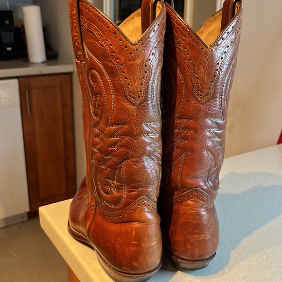 Vintage Authentic Genuine Leather Leather Sancho Cowgirl Boots Tan Size 36 - Picture 3 of 7